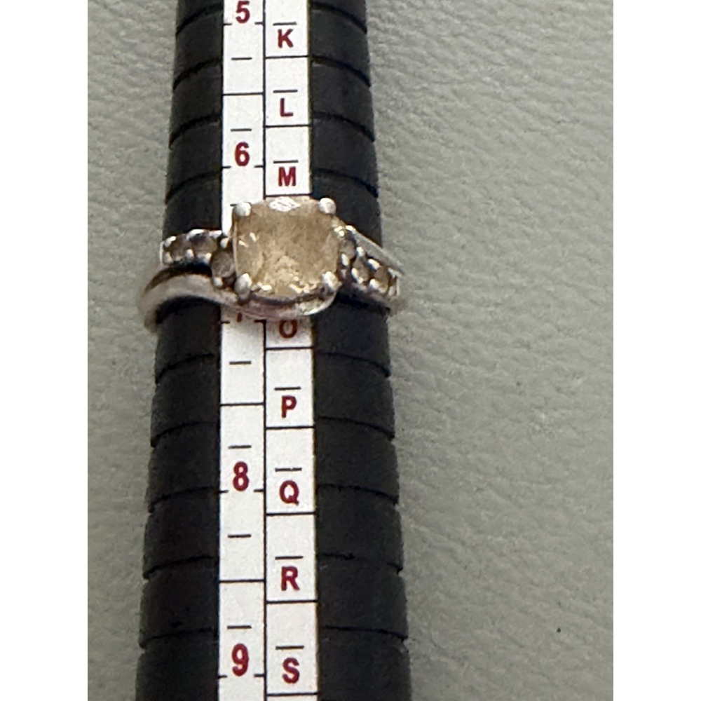 Chuck Clemency STS 925 Sterling Silver Clear Stone Ring Size 7 #451
